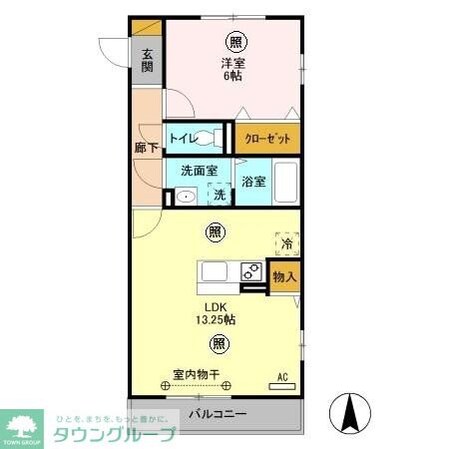 プランドール谷中 Aの物件間取画像